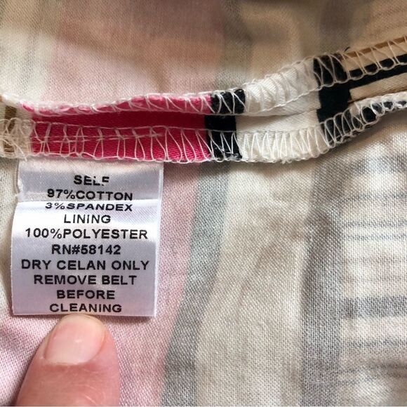 London Times One Strap Off The Shoulder Pink, Black, and White Dress Size 4 - Picture 11 of 11